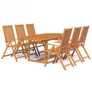 vidaXL 5 Piece Garden Dining Set Solid Acacia Wood 150-200 cm
