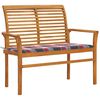 vidaXL Garden Bench Red Check Pattern Cushion 112 cm Solid Teak Wood