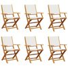vidaXL Folding Garden Chairs 6 pcs Cream White Fabric and Solid Wood