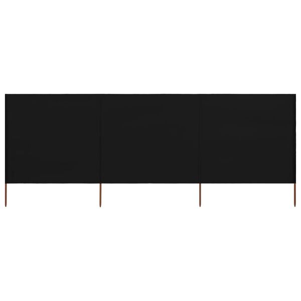 vidaXL 3-panel Wind Screen Fabric 400x120 cm Black