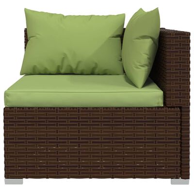 vidaXL 9 Piece Garden Lounge Set with Cushions Poly Rattan Brown