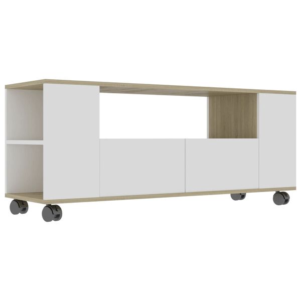 vidaXL TV Cabinet White and Sonoma Oak 120x35x48 cm Engineered Wood