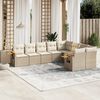 vidaXL 9 Piece Garden Sofa Set with Cushions Beige Poly Rattan