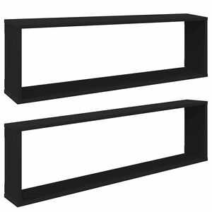 vidaXL Wall Cube Shelf 2 pcs Black 100x15x30 cm Engineered Wood