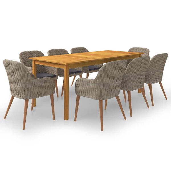 vidaXL 9 Piece Garden Dining Set Brown