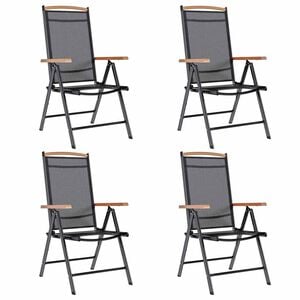 vidaXL Folding Chairs 4 pcs Aluminium and Textilene Black
