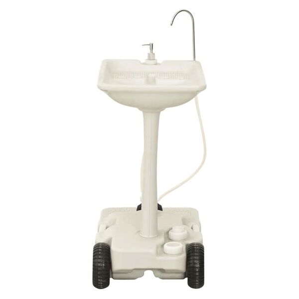 vidaXL Camping Hand Wash Stand with Wheeled Water Tank Grey