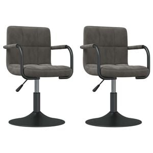 vidaXL Swivel Dining Chairs 2 pcs Dark Grey Velvet