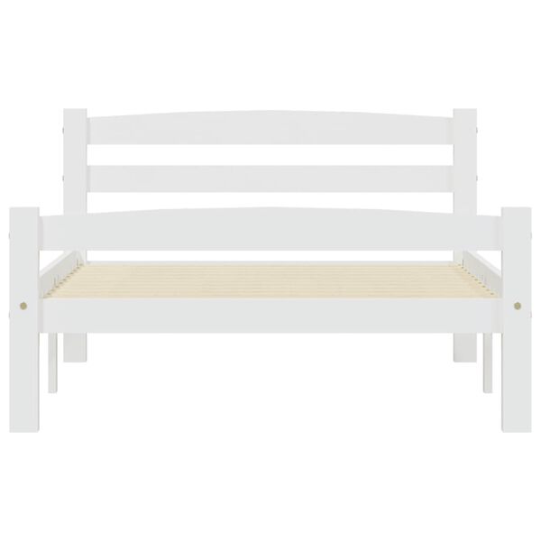 vidaXL Bed Frame without Mattress White Solid Pinewood 90x200 cm