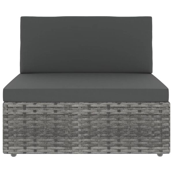 vidaXL Sectional Middle Sofa Poly Rattan Grey