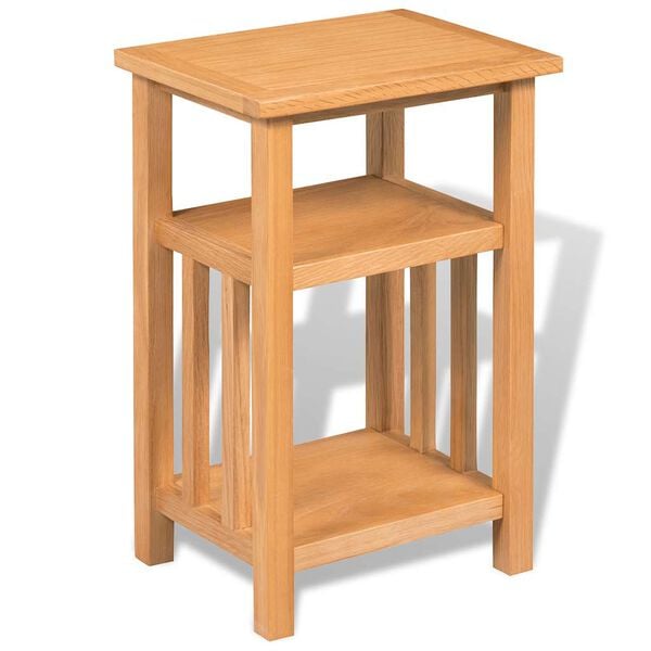 vidaXL End Table with Magazine Shelf 27x35x55 cm Solid Oak Wood