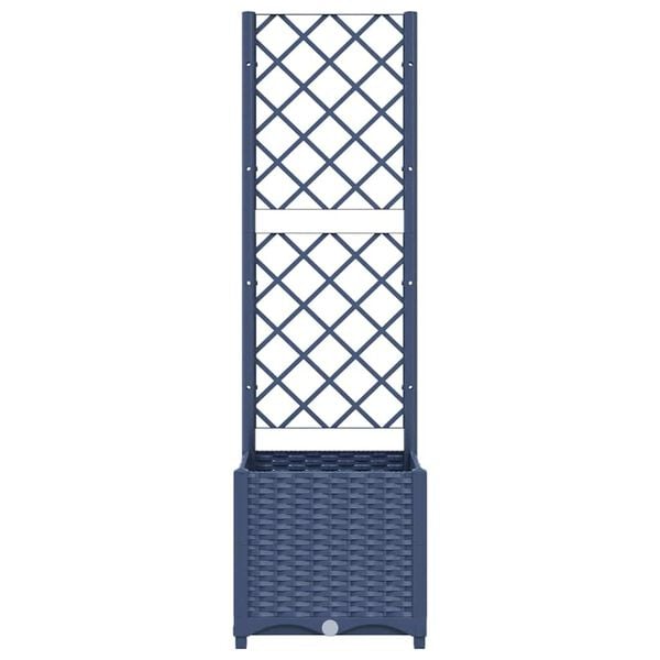vidaXL Garden Planter with Trellis Blue Grey 40x40x136 cm PP
