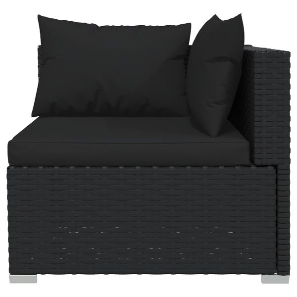 vidaXL 9 Piece Garden Lounge Set with Cushions Poly Rattan Black