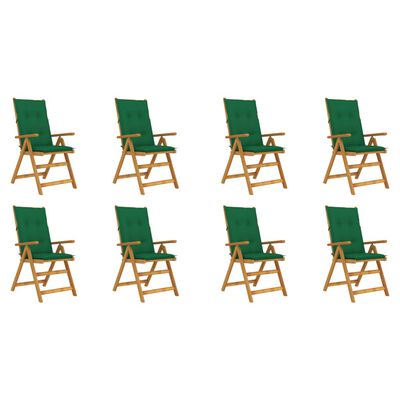 vidaXL Folding Garden Chairs with Cushions 8 pcs Solid Acacia Wood