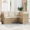 vidaXL 4 Piece Garden Sofa Set with Cushions Beige Poly Rattan