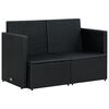 vidaXL 2 Seater Garden Sofa with Cushions Black Poly Rattan