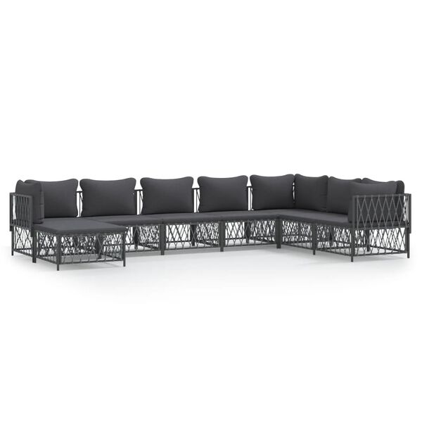 vidaXL 8 Piece Garden Lounge Set with Cushions Anthracite Steel