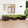 vidaXL 10 Piece Garden Lounge Set with Cushions Poly Rattan Brown