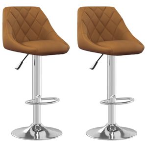 vidaXL Bar Stool | Set of 2 | Brown | Velvet (100% polyester), chromed steel