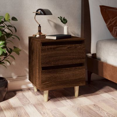 vidaXL Bed Cabinets with Solid Wood Legs 2 pcs Brown Oak 40x35x50 cm