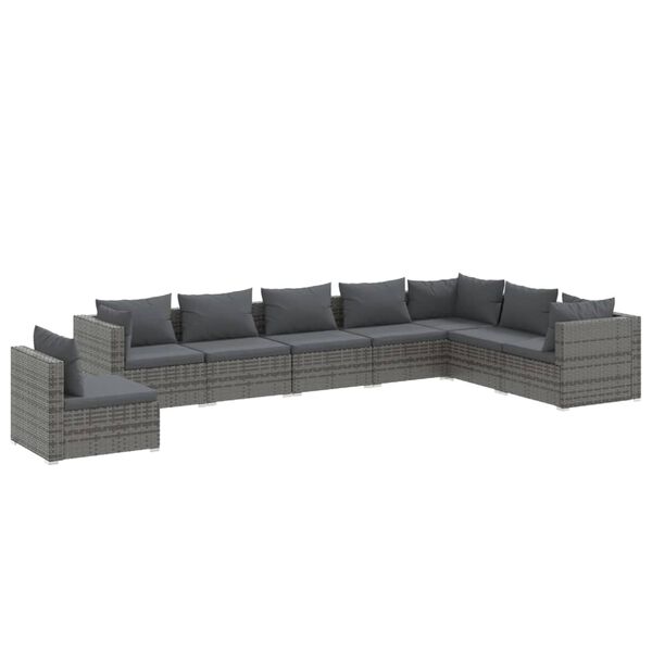 vidaXL 8 Piece Garden Lounge Set with Cushions Poly Rattan Grey