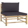 vidaXL 5 Piece Garden Lounge Set with Dark Grey Cushions Bamboo