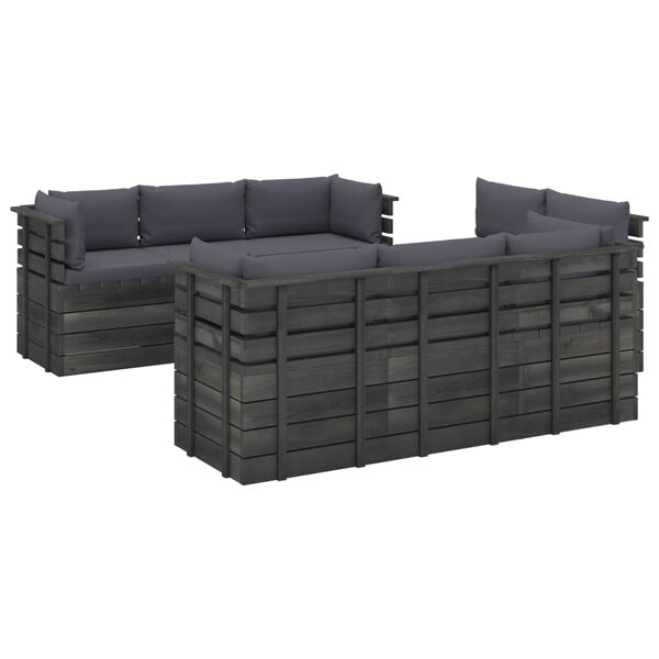 vidaXL 9 Piece Garden Pallet Lounge Set with Cushions Solid Pinewood