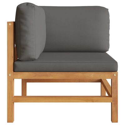 vidaXL Corner Sofas 2 pcs with Dark Grey Cushions Solid Teak Wood