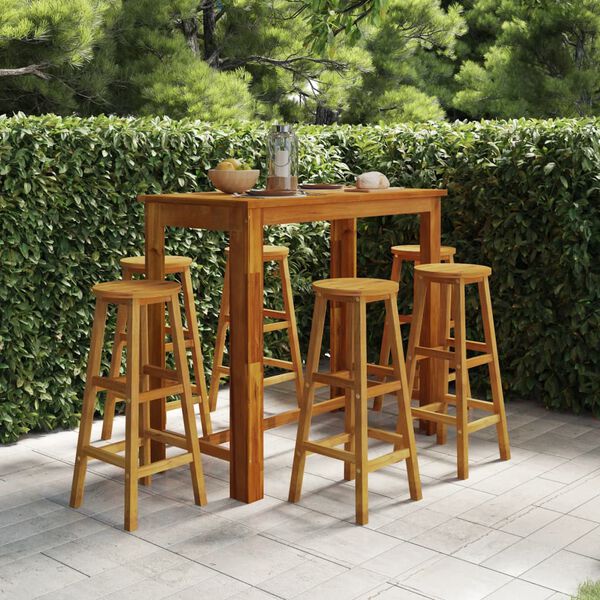 vidaXL 7 Piece Garden Bar Set Solid Wood Acacia