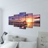 Canvas Wall Print Set Beach with Pavilion 100 x 50 cm