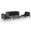 vidaXL 5 Piece Garden Lounge Set with Cushions Poly Rattan Dark Grey