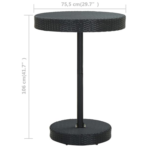 vidaXL Garden Table Black 75.5x106 cm Poly Rattan