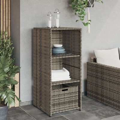 vidaXL Garden Storage Cabinet Grey 50x55x115 cm Poly Rattan