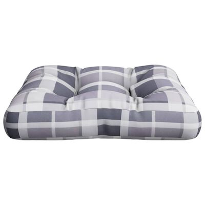 vidaXL Pallet Cushion Grey Check Pattern 50x50x12 cm Fabric