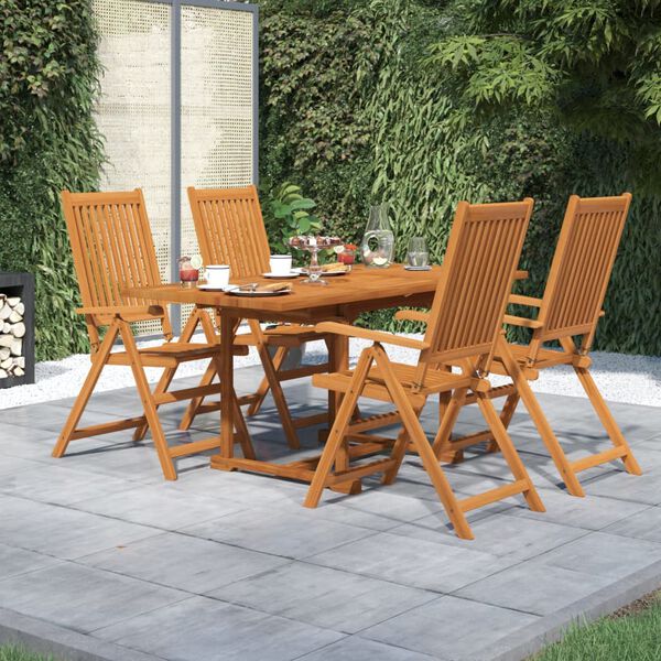 vidaXL 5 Piece Garden Dining Set Solid Wood Acacia 120-170 cm