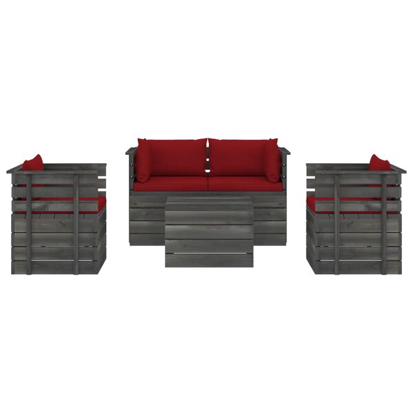 vidaXL 5 Piece Garden Pallet Lounge Set with Cushions Solid Pinewood