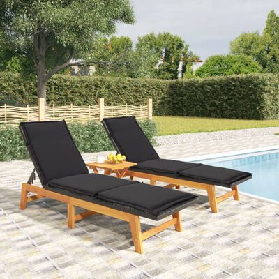 vidaXL 3 Piece Garden Lounge Set Poly Rattan&Solid Wood Acacia