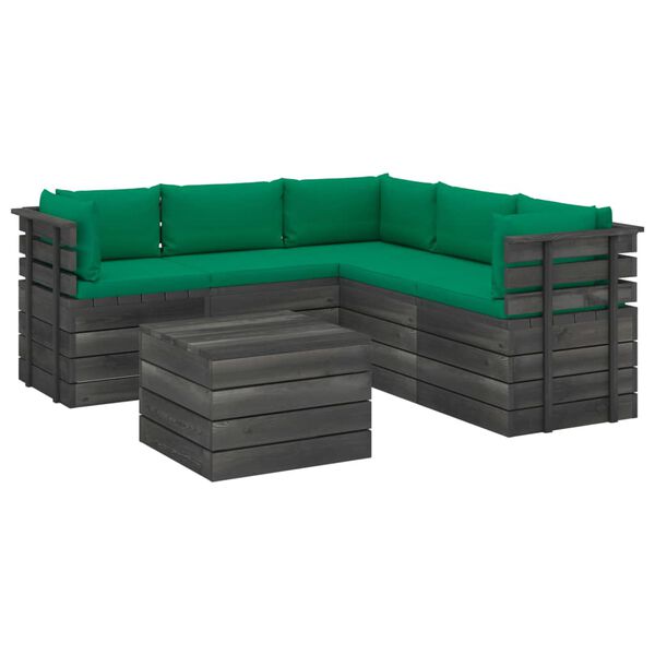 vidaXL 6 Piece Garden Pallet Lounge Set with Cushions Solid Pinewood