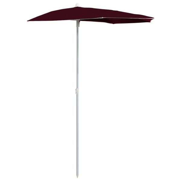 vidaXL Garden Half Parasol with Pole 180x90 cm Bordeaux Red