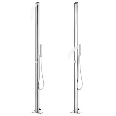 vidaXL Garden Shower with Grey Base 225 cm Stainless Steel