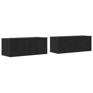 vidaXL TV Cabinet 2 pcs Black Oak Engineered Wood