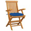 vidaXL Garden Chairs with Blue Cushions 3 pcs Solid Teak Wood