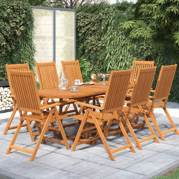 vidaXL 9 Piece Garden Dining Set Solid Wood Acacia 160-240 cm