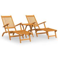 vidaXL Outdoor Deck Chairs with Footrests and Table Solid Wood Acacia