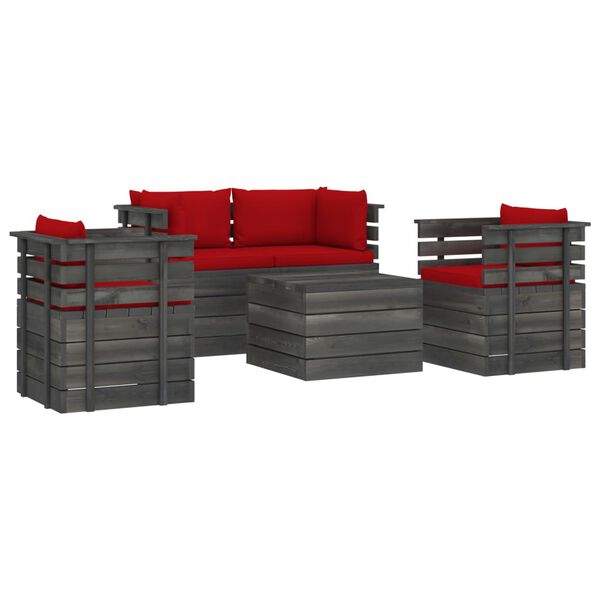 vidaXL 5 Piece Garden Pallet Lounge Set with Cushions Solid Pinewood