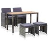 vidaXL 5 Piece Outdoor Dining Set Poly Rattan and Acacia Wood Anthracite