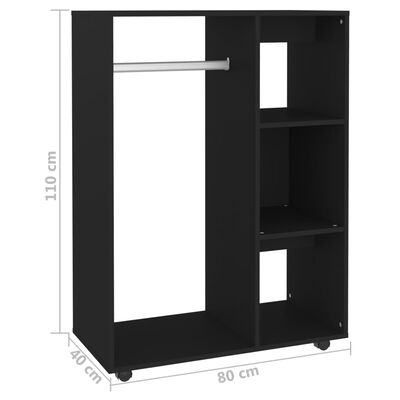 vidaXL Wardrobe Black 80x40x110 cm Engineered Wood