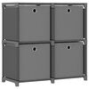 vidaXL 4-Cube Display Shelf with Boxes Grey 69x30x72,5 cm Fabric