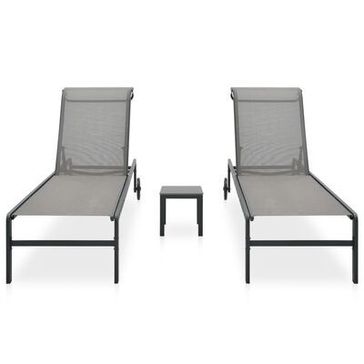vidaXL Sun Loungers 2 pcs with Table Textilene and Steel