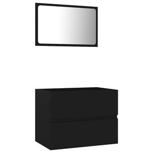 vidaXL 2 Piece Bathroom Furniture Set Black Engineered Wood